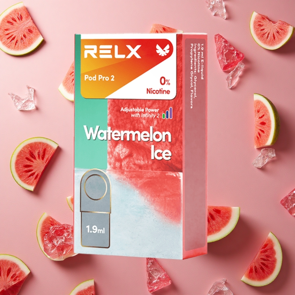 Relx Pod Pro 2 600 Puffs Watermelon Ice 0% Nicotine 1.9ml 3 Voltage Adjustment